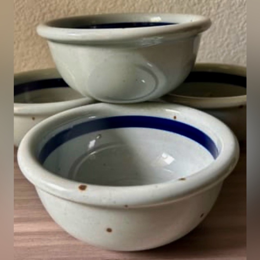 Vintage Dansk BLT Blue Stripe Stoneware Bowls – Set of 2 – Japan/Niels Refsgaard - Picture 10 of 10